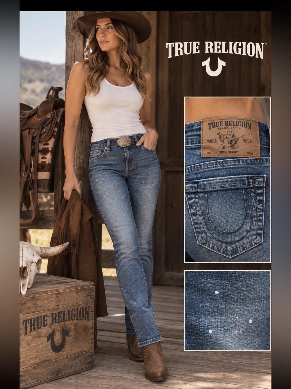 TRUE RELIGION, the white splash paint jeans!
